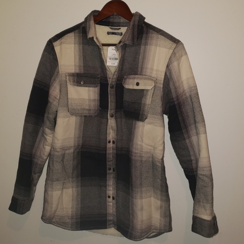 NEW Next UK Boys Plaid Shacket with Sherpa lining